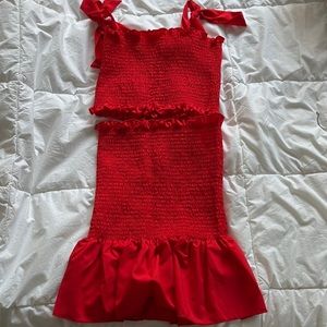 Red top and skirt set